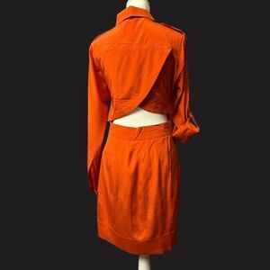 Bebe Silk Dress with Cutout Waist Back